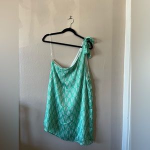 Vici Green Leaf Tree Print One Shoulder Tie Mini Dress XL